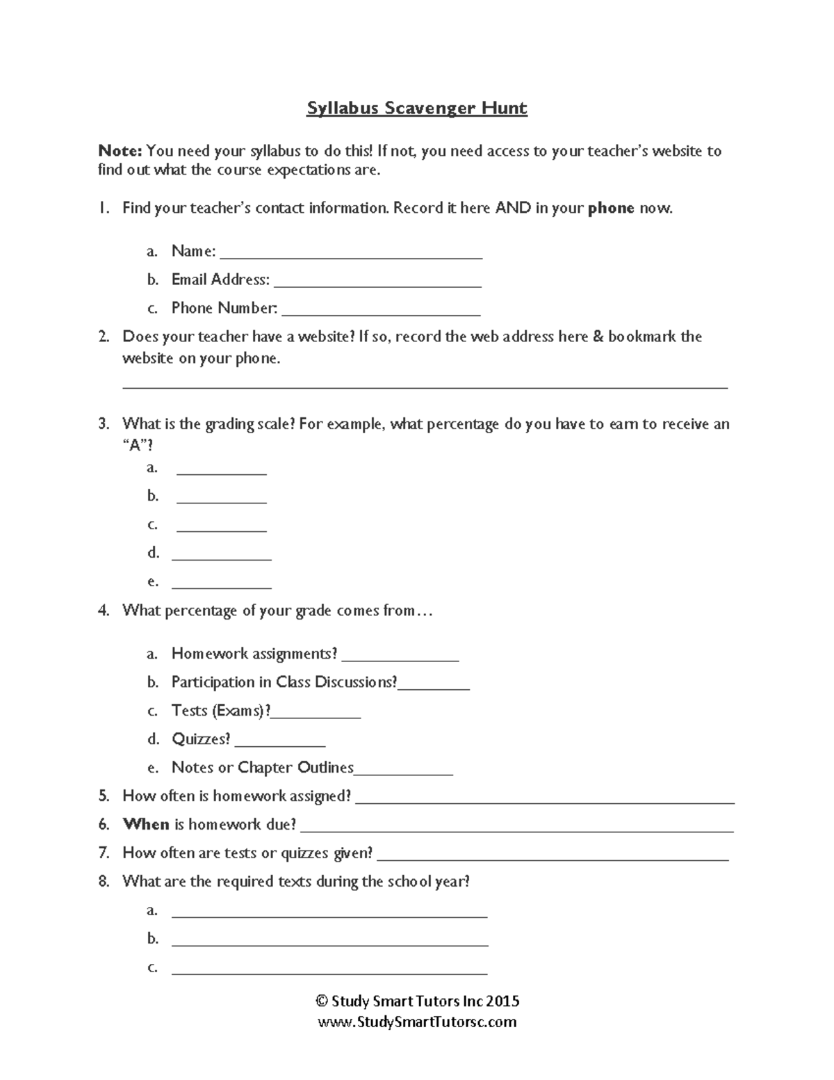 Syllabus-Scavenger-Hunt - © Study Smart Tutors Inc 2015 ...