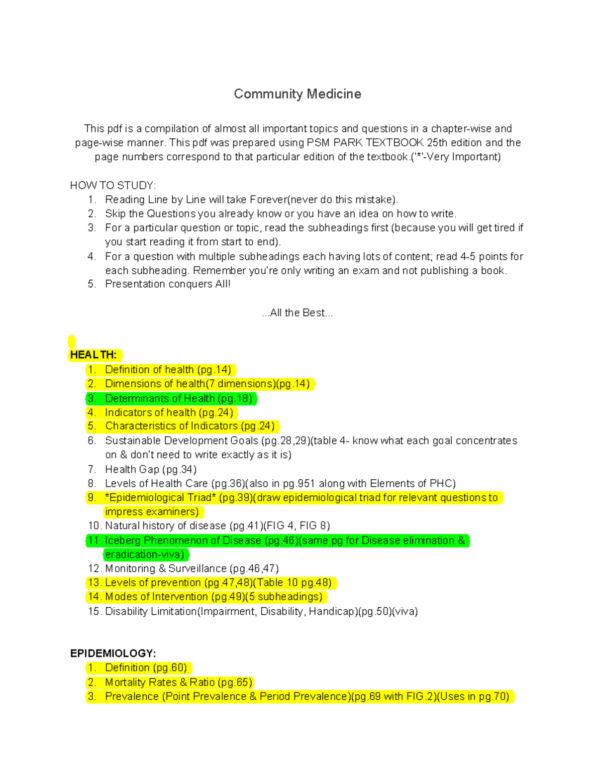 PSM Pagewise Questions (Park 25th) - Community Medicine This pdf is a ...