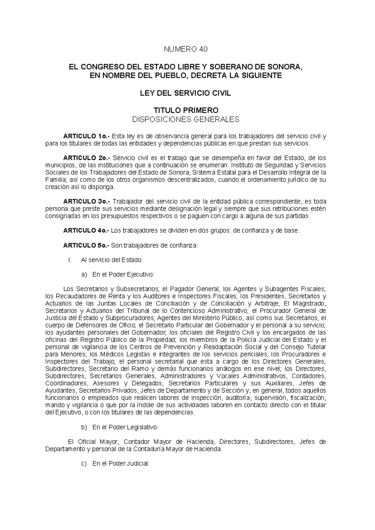 O42593 - NUMERO 40 EL CONGRESO DEL ESTADO LIBRE Y SOBERANO DE SONORA ...