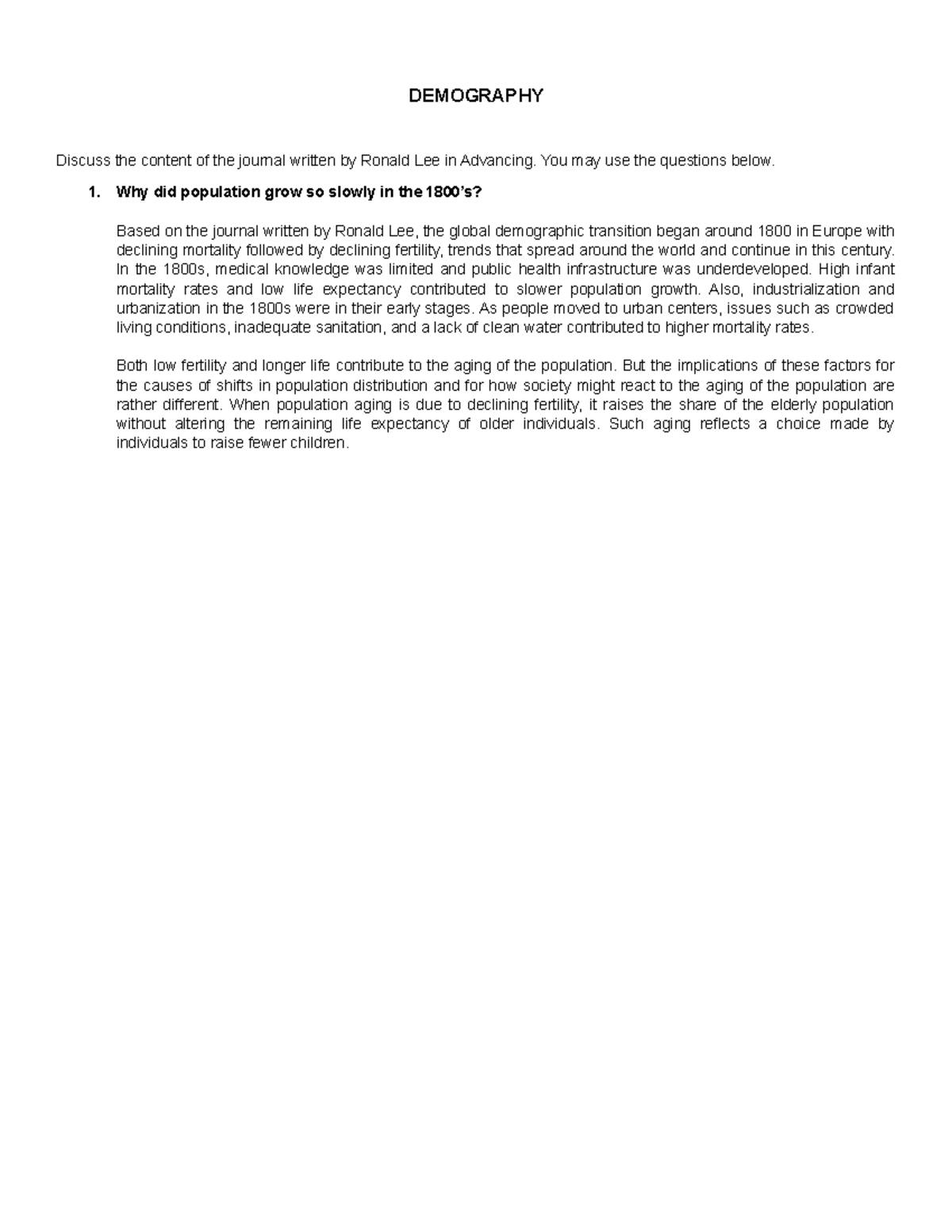 ACT 9 - ESSAY WORK - DEMOGRAPHY Discuss the content of the journal ...