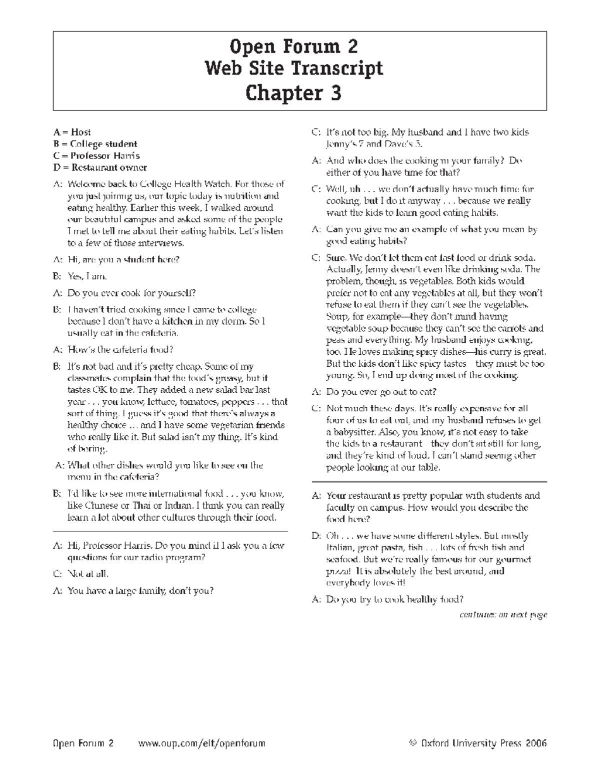 Open Forum 2 Transcript Chapter 3 Open Forum 2  Site Transcript