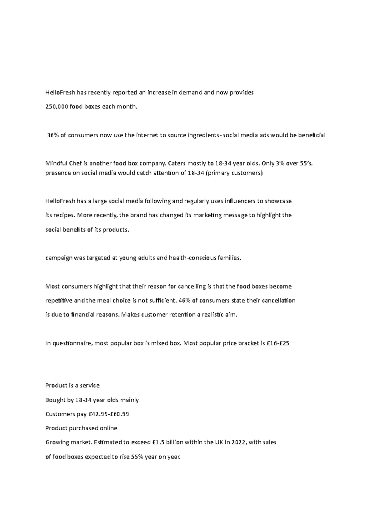 Hellofresh part A - hello fresh marketing details - HelloFresh has ...