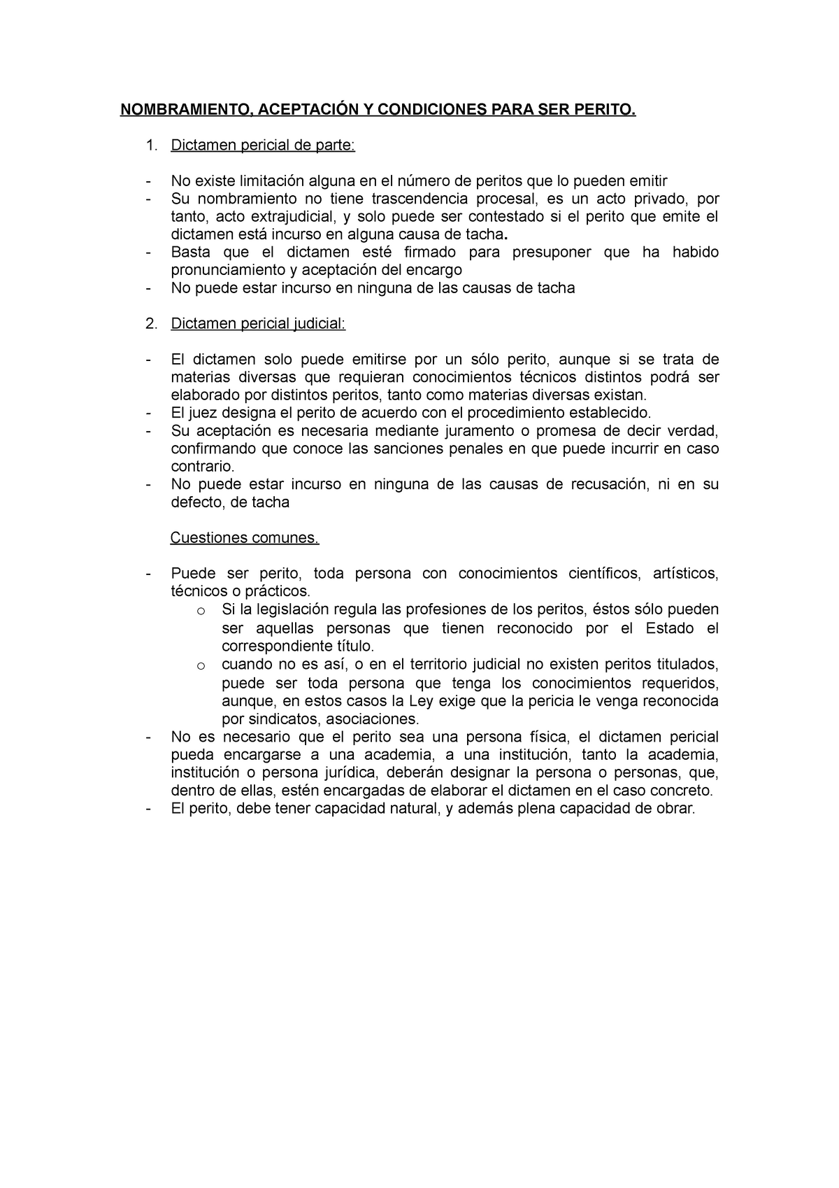 Nombramiento De Peritos Nombramiento AceptaciÓn Y Condiciones Para