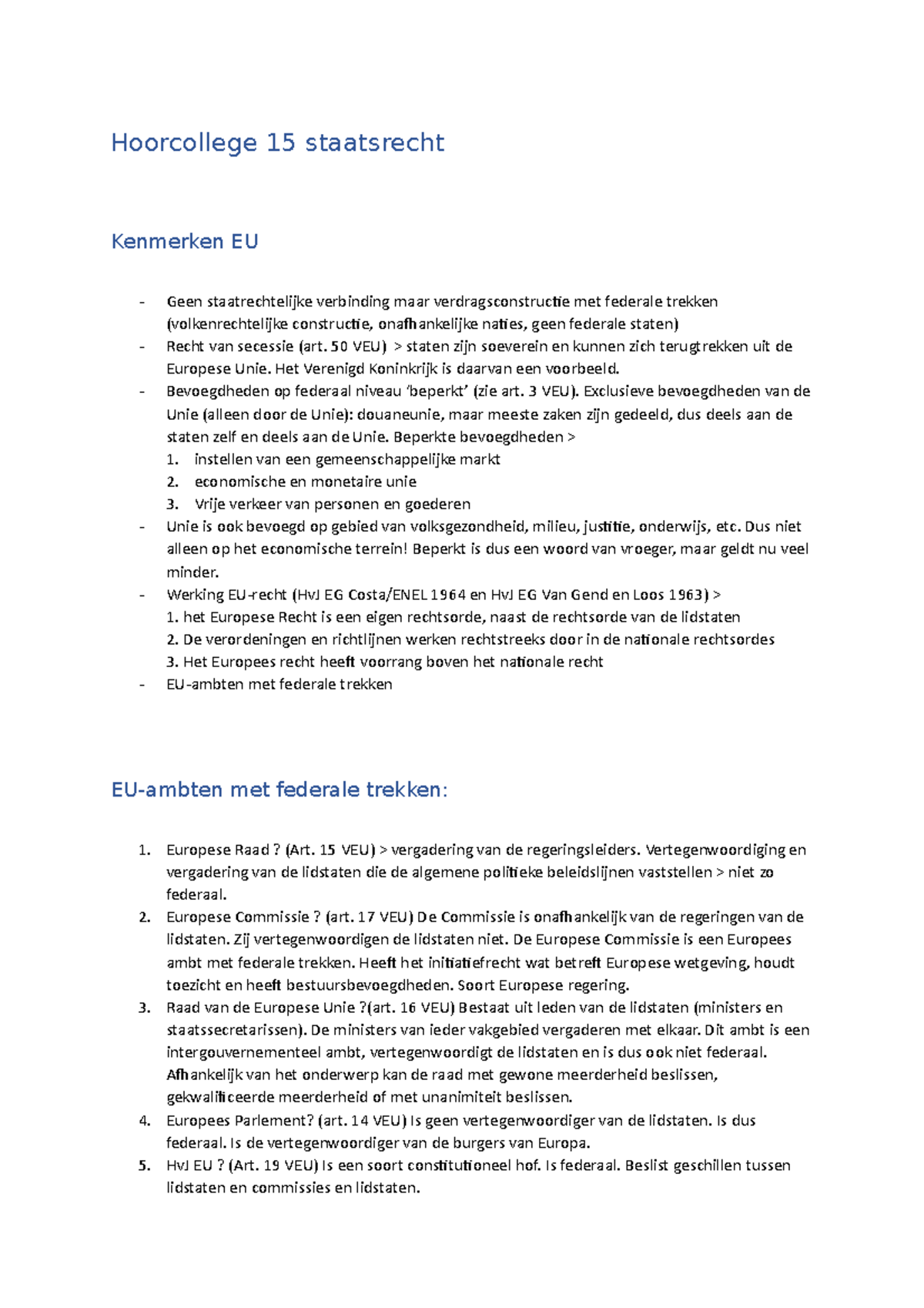 Hoorcollege Staatsrecht 15 Collegejaar 2020-2021 - Hoorcollege 15 ...