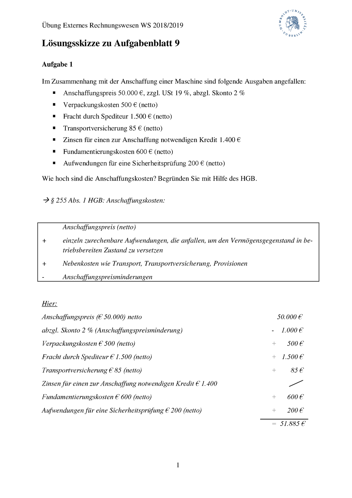 Aufgaben 09 Lösung - Übung 9 - Lösungsskizze Zu Aufgabenblatt 9 Aufgabe ...