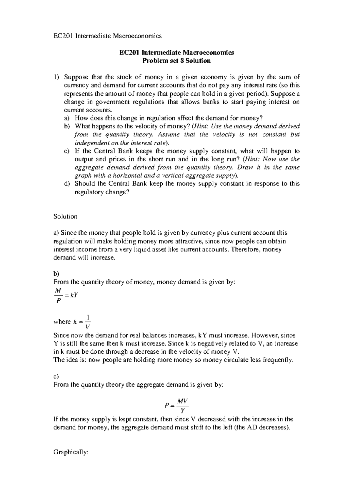 EC201 lecture notes Class 8 solution - EC201 Intermediate ...