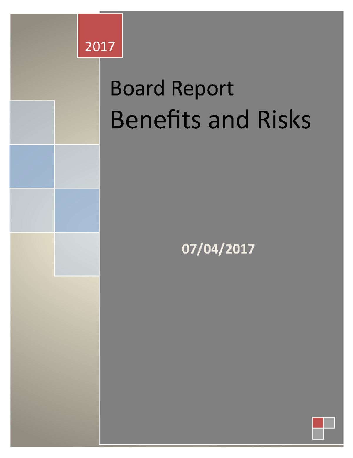 Board report for program management - Board Report Benefits and Risks ...