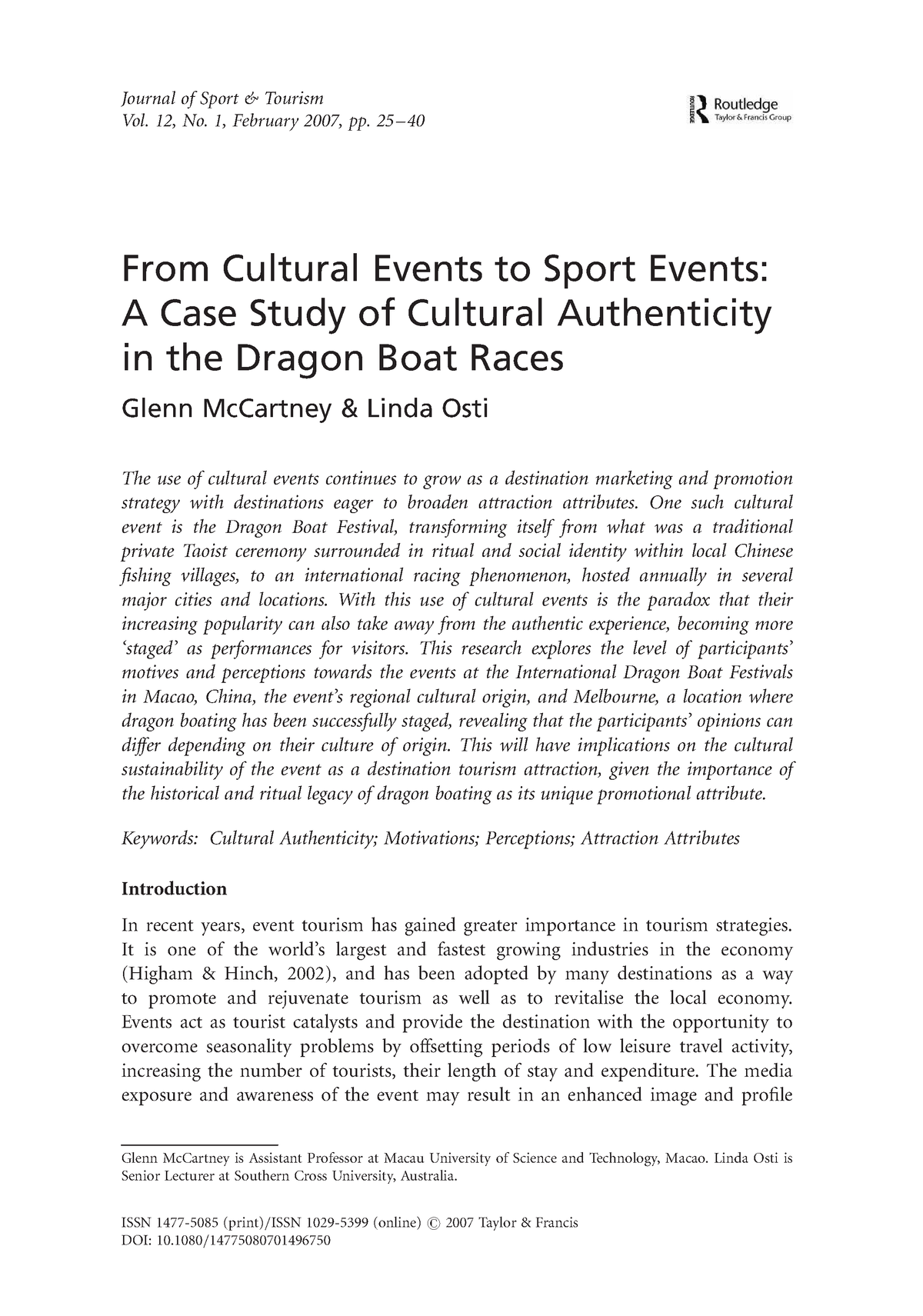 sport event tourism thesis