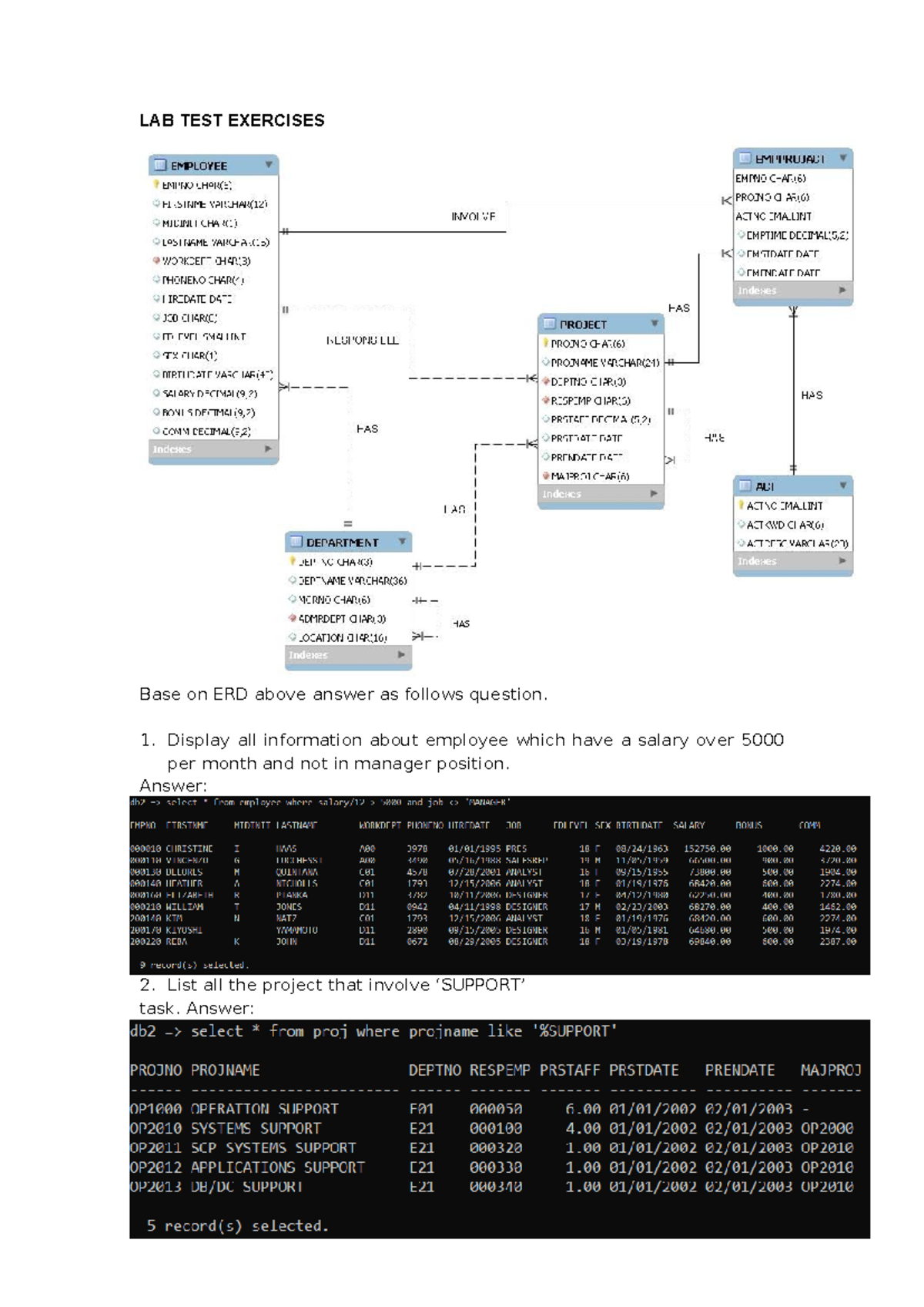 Tutorial for lab test - kkkkk - LAB TEST EXERCISES Base on ERD above ...