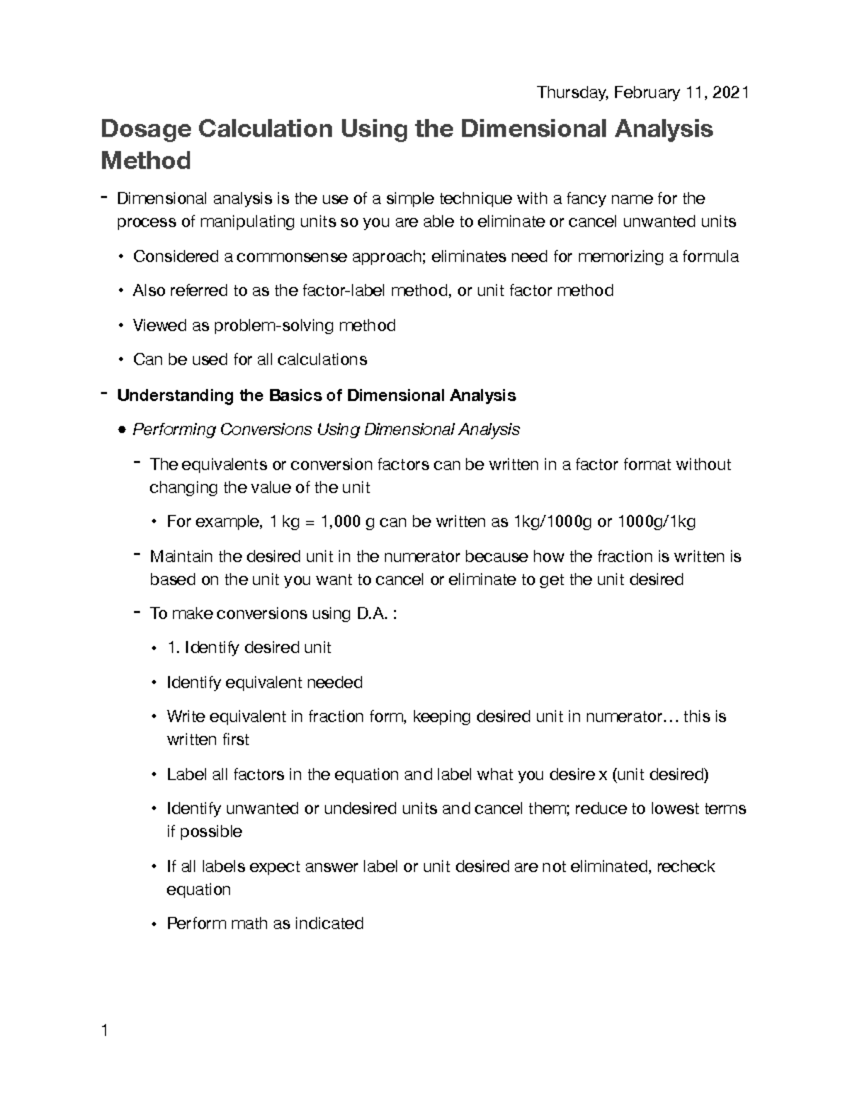 CWC 16 - Lecture notes 2 Calculate with Confidence - Thursday, February ...