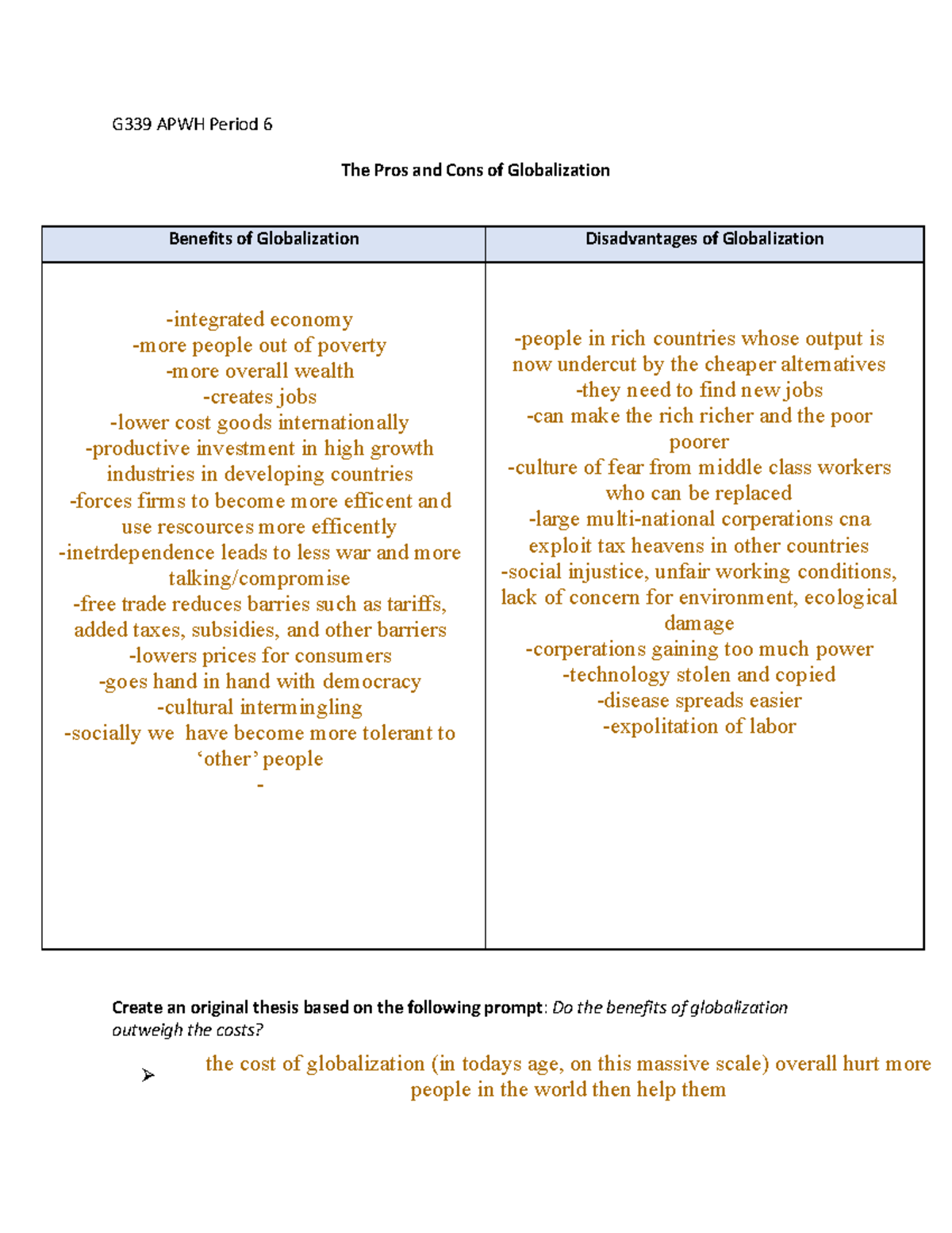 globalization pros and cons research paper