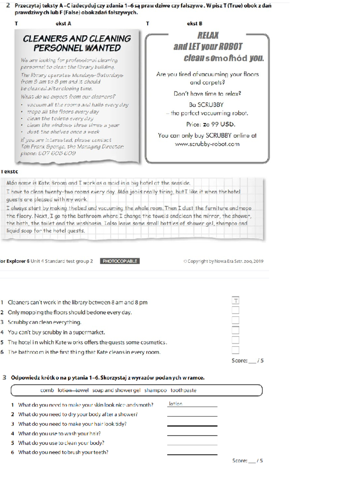 Sprawdzian Język Angielski 2 Gimnazjum 2 Dział www.studocu.com