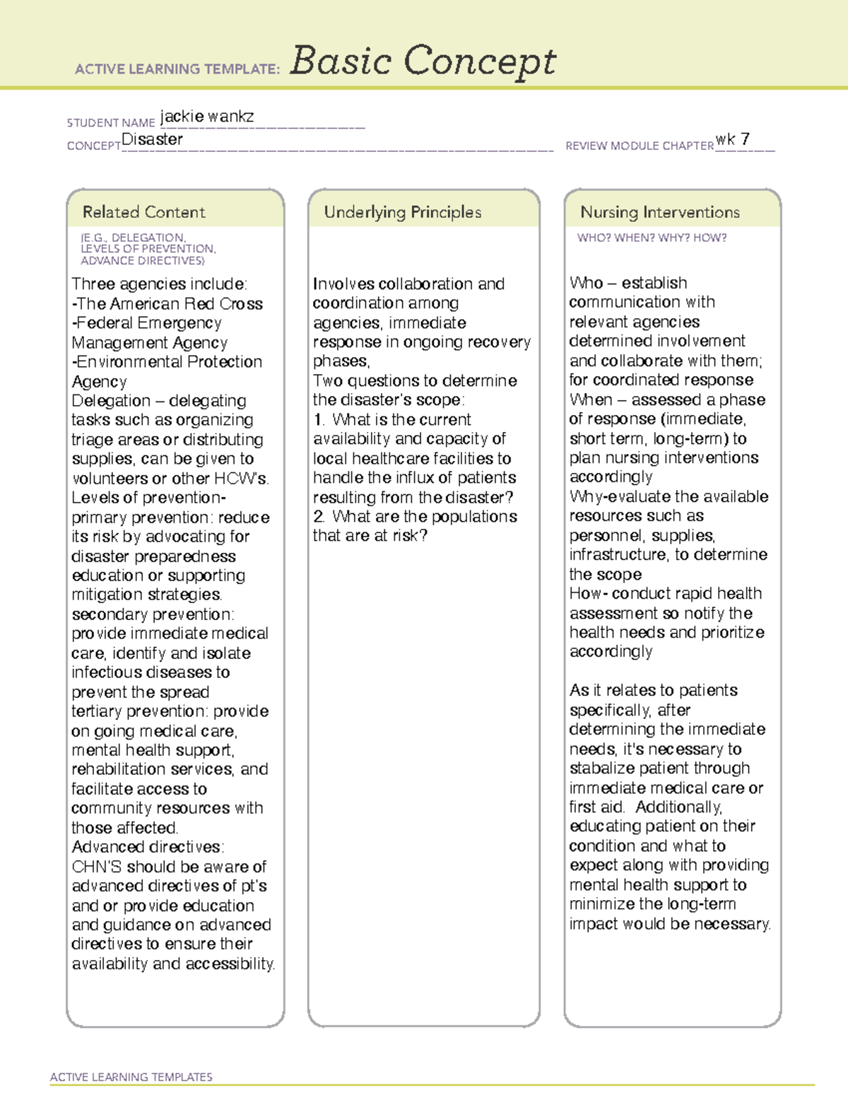 Basic Concept- Community preparedness - ACTIVE LEARNING TEMPLATES Basic ...