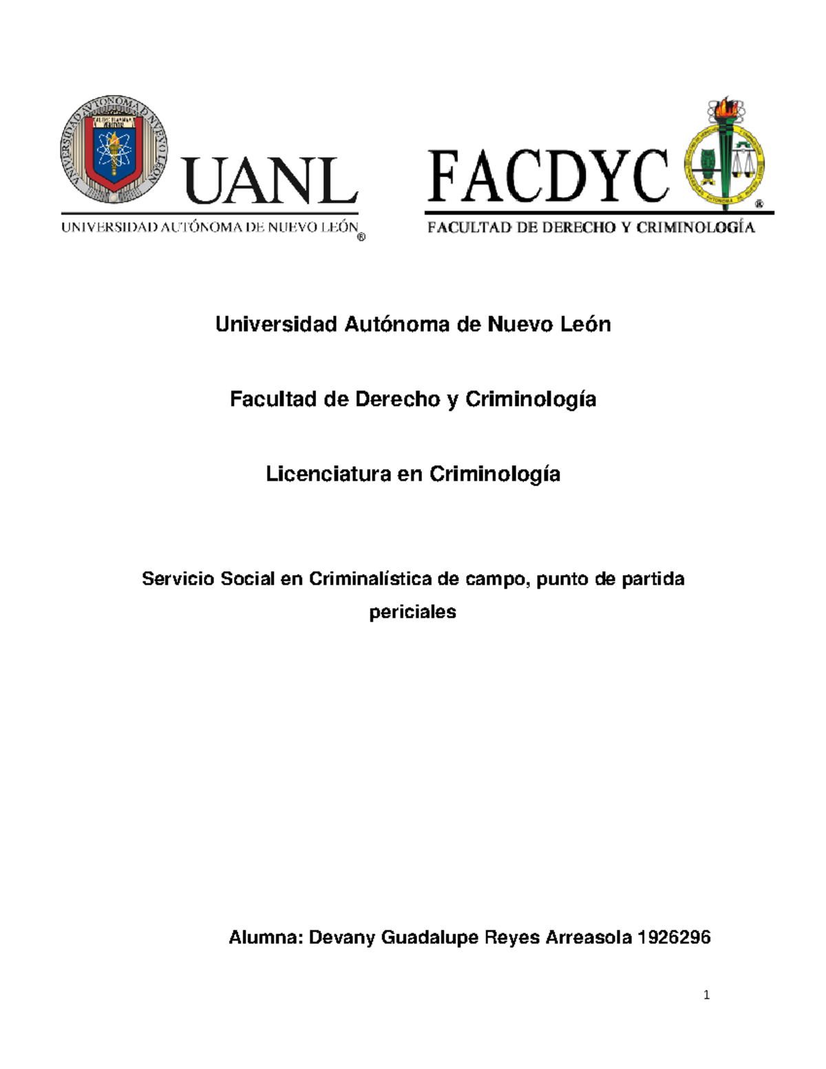 Evidencia 2 servicio social - 1 Universidad Autónoma de Nuevo León ...
