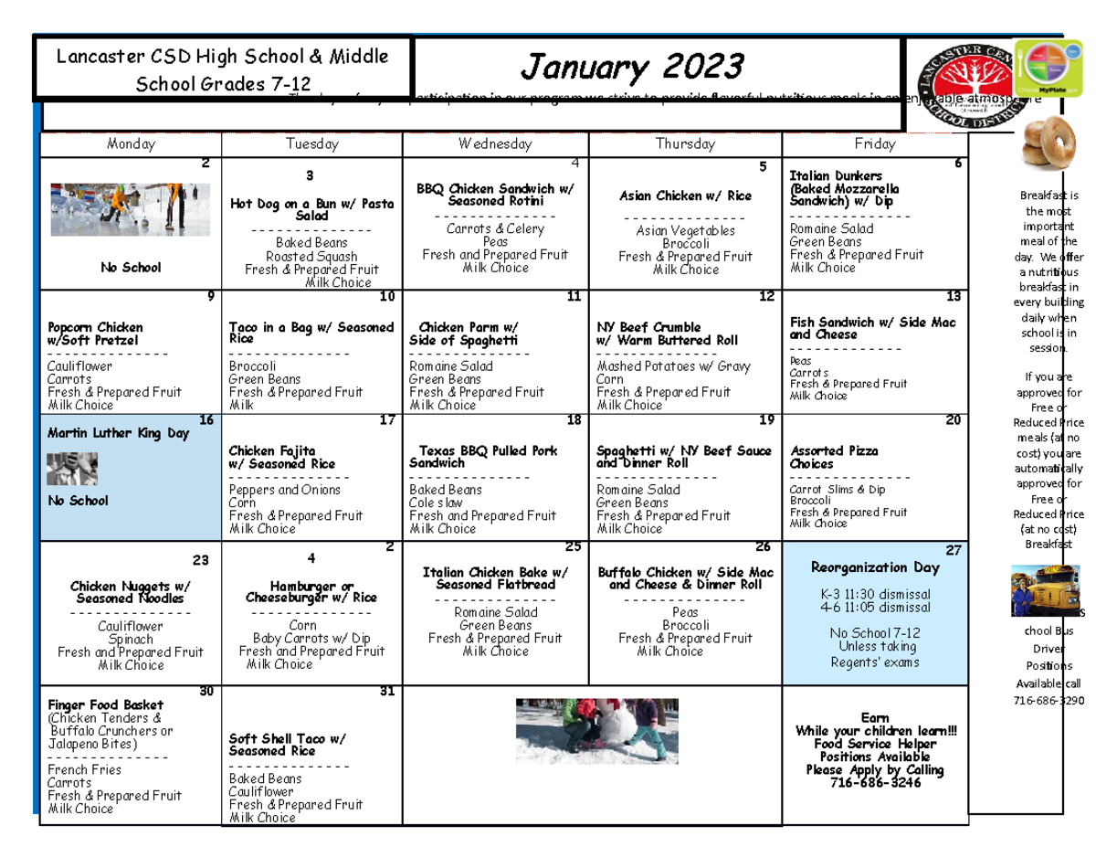 588842-High School Middle School January Lunch Menu 2023 - January 2023 ...