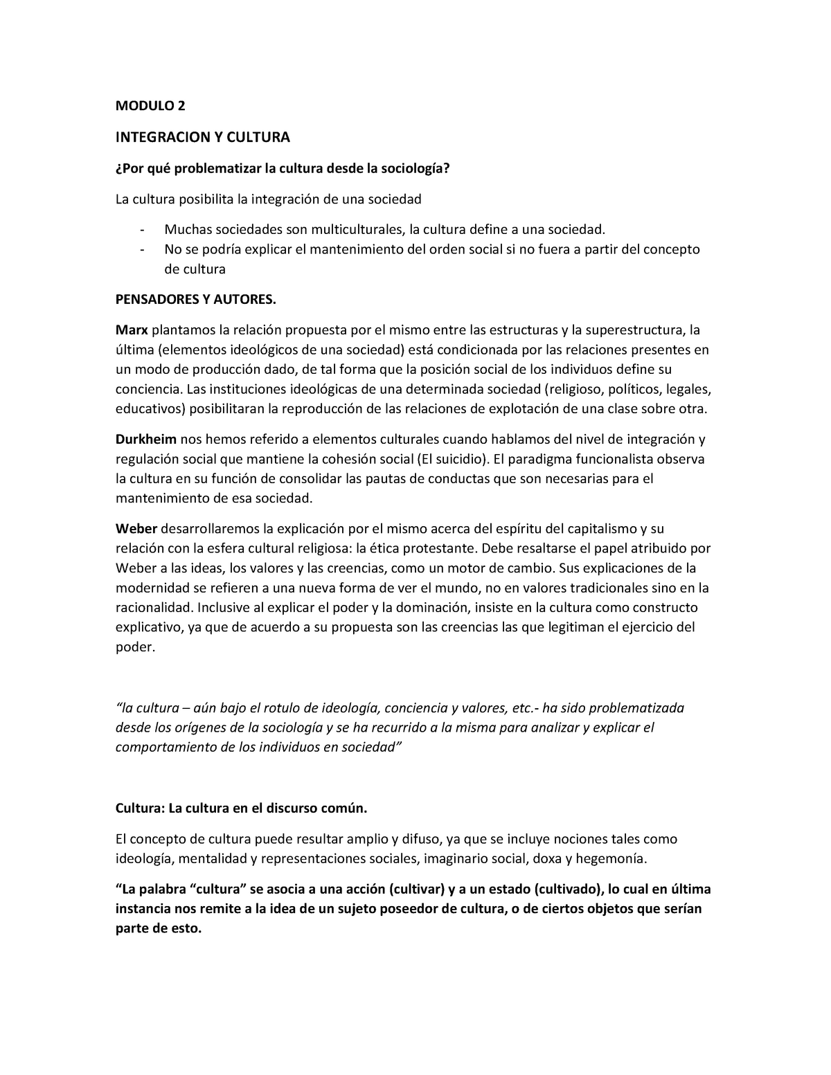 Modulo 2 Sociologia Resumen - MODULO 2 INTEGRACION Y CULTURA ¿Por Qué ...