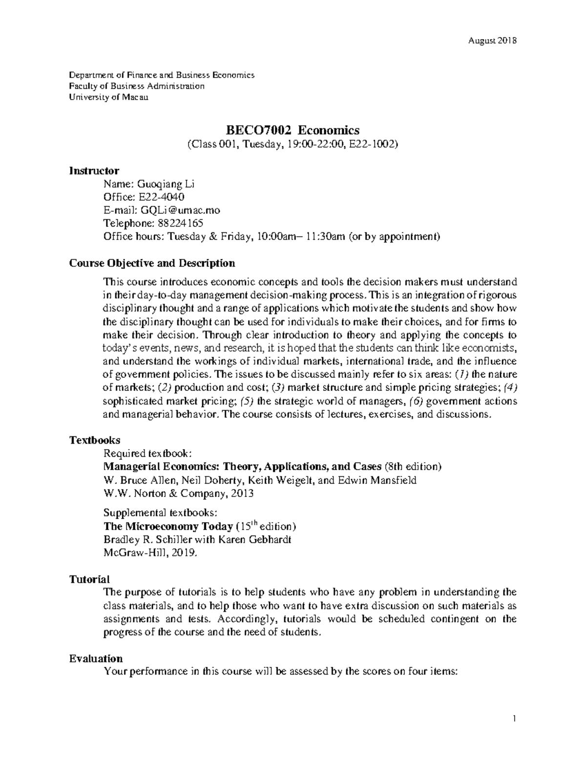 BECO7002 - 2018 - Course Outline - Department of Finance and Business ...