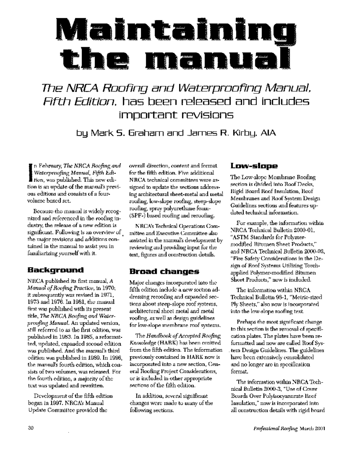 NRCA Roofing and Waterproofing 2 BS Architecture Studocu