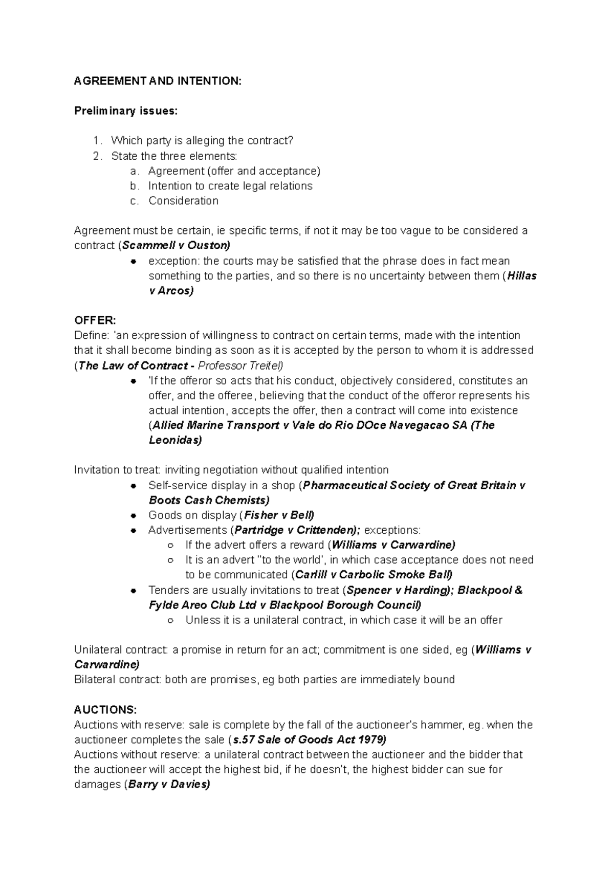 Agreement andContractual Intention - AGREEMENT AND INTENTION ...