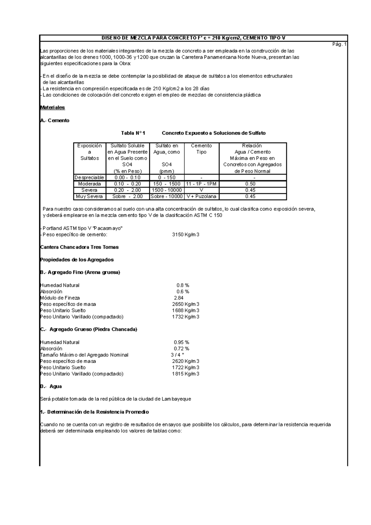 Diseno DE Mezcla PARA Concreto F C 210 K - DISEÑO DE MEZCLA PARA ...