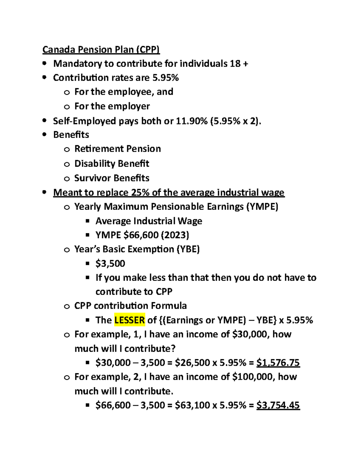 Retirement Planning (Class Lecture Notes - Chapter 2B) CPP (Jan 16 ...