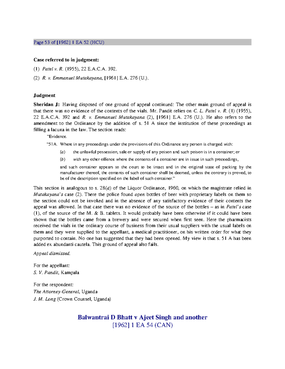 [1962] East Africa Law Reports - Page 53 of [1962] 1 EA 52 (HCU) Case ...