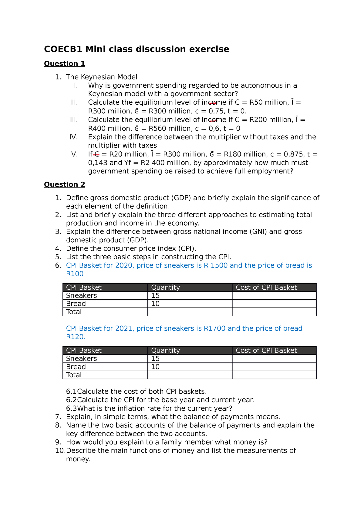 COECB1 Mini Class Discussion Exercise - COECB1 Mini Class Discussion ...