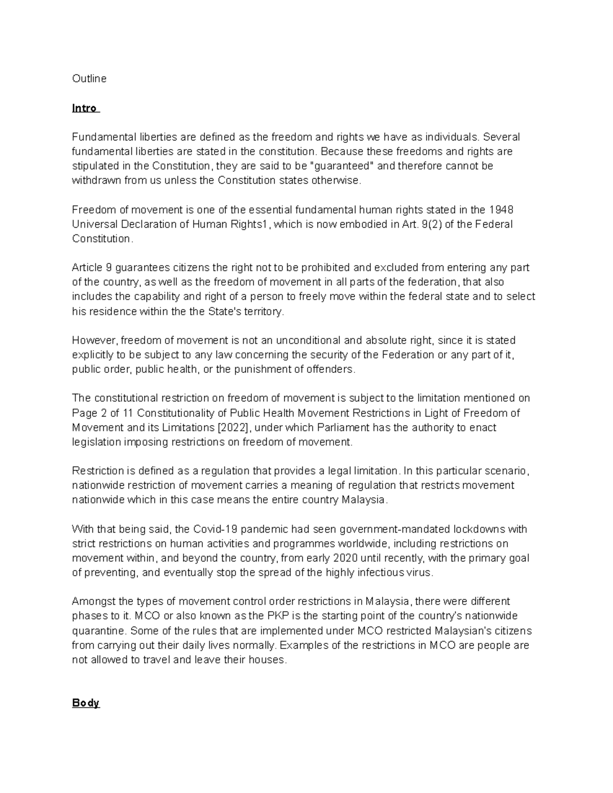 Outline of PPT - Details on How the Movement Control Order affected the ...