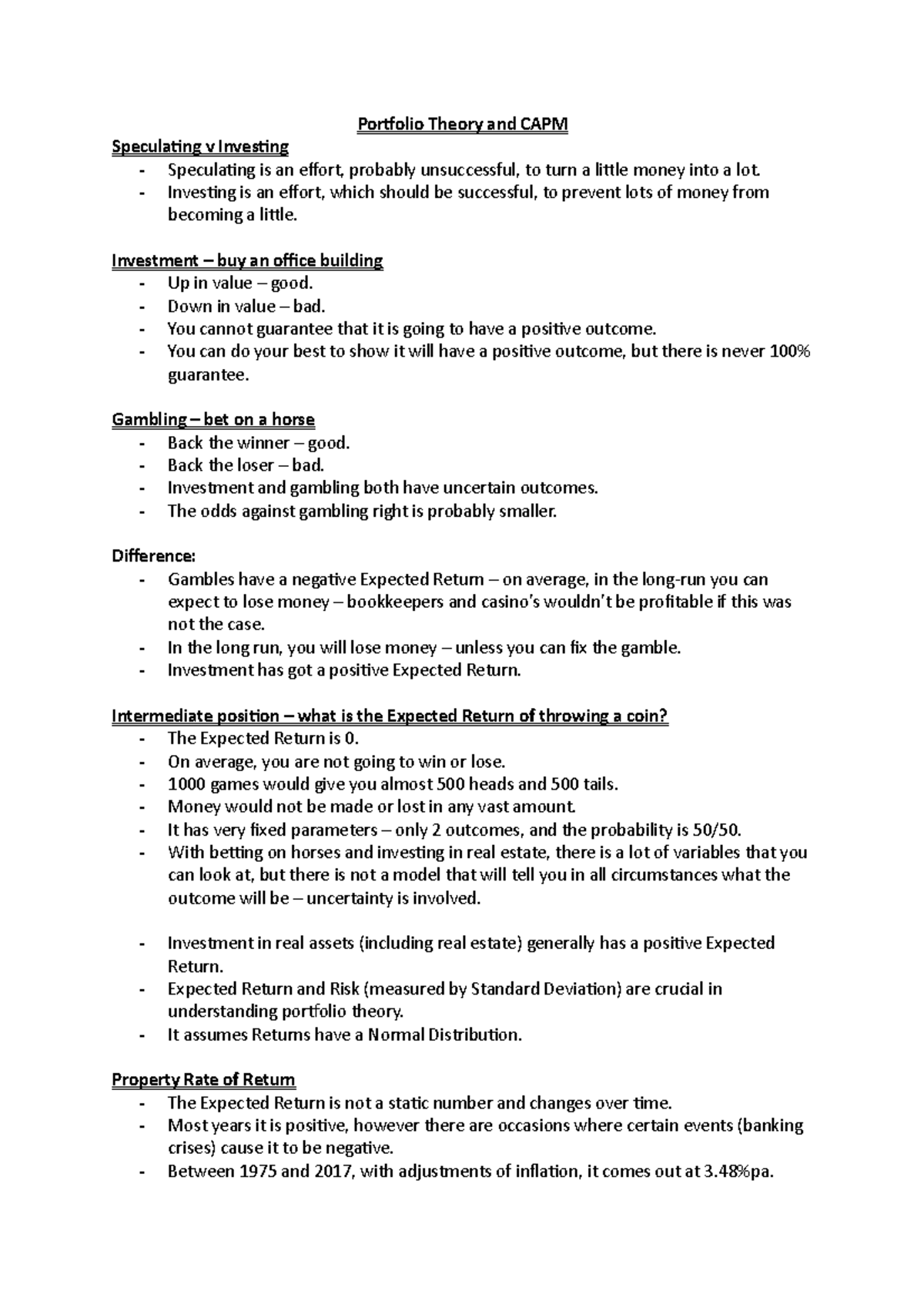 Portfolio Theory and CAPM (Capital Asset Pricing Model) - Portfolio ...