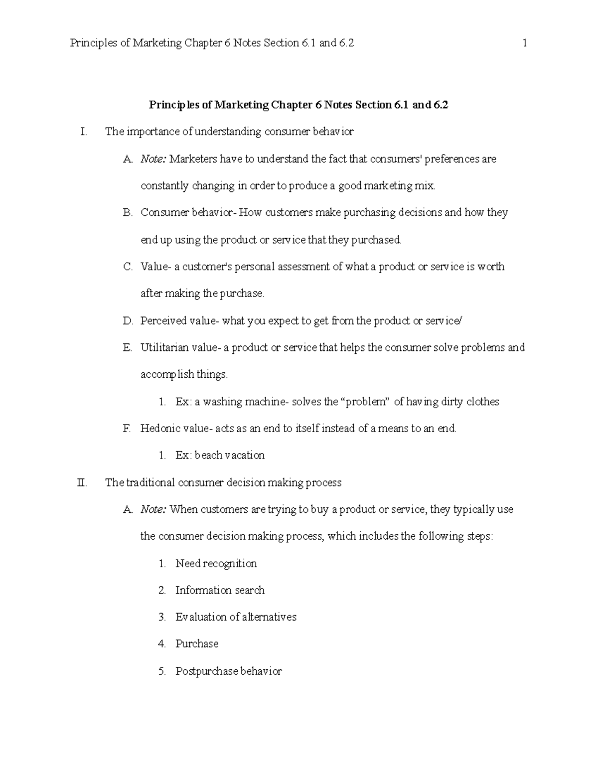 MKTG 2300 CH-6 Notes Section 6.1 and 6 - Principles of Marketing ...