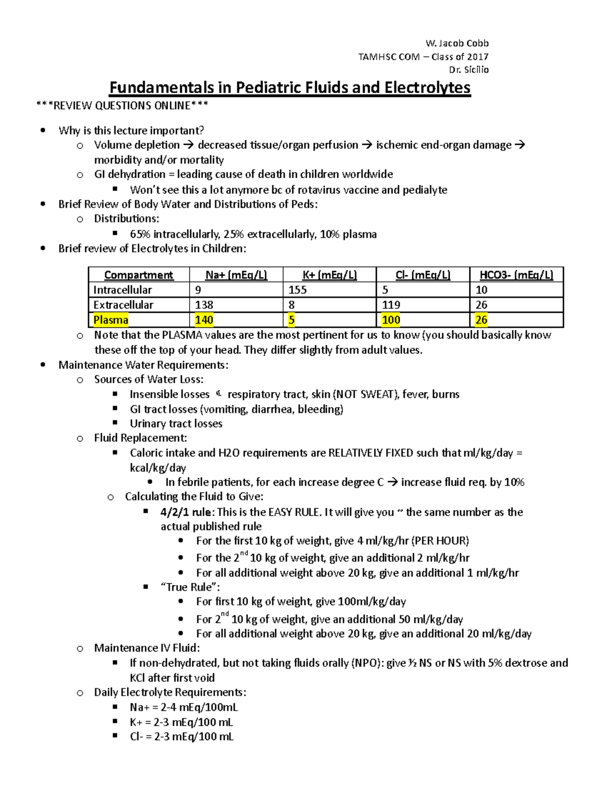 18. Fundamentals in Pediatric Fluids and Electrolytes (Sicilio) W