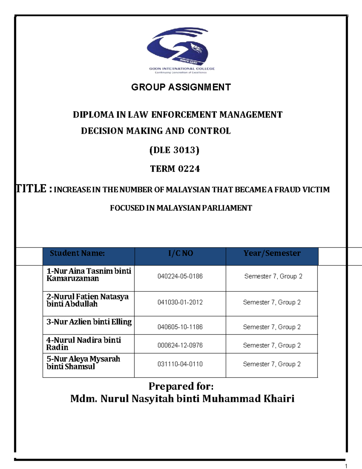Decision Making Group Assign - GROUP ASSIGNMENT DIPLOMA IN LAW ...