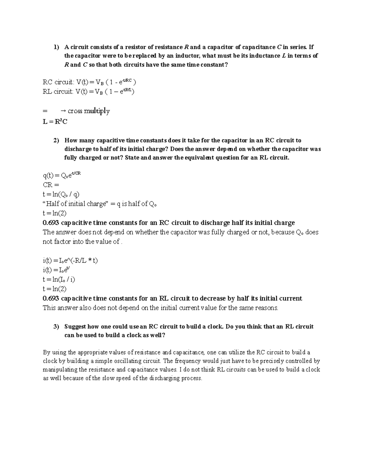 B4 prelab - physics II lab - 1) A circuit consists of a resistor of ...