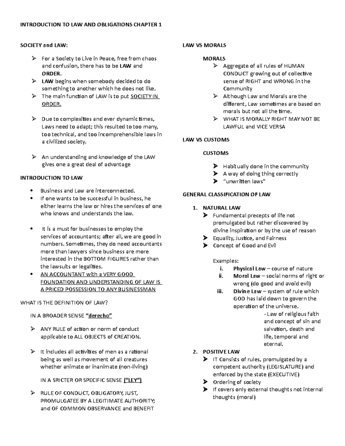 Comlaw Notes 1 - Obligations - INTRODUCTION TO LAW AND OBLIGATIONS ...