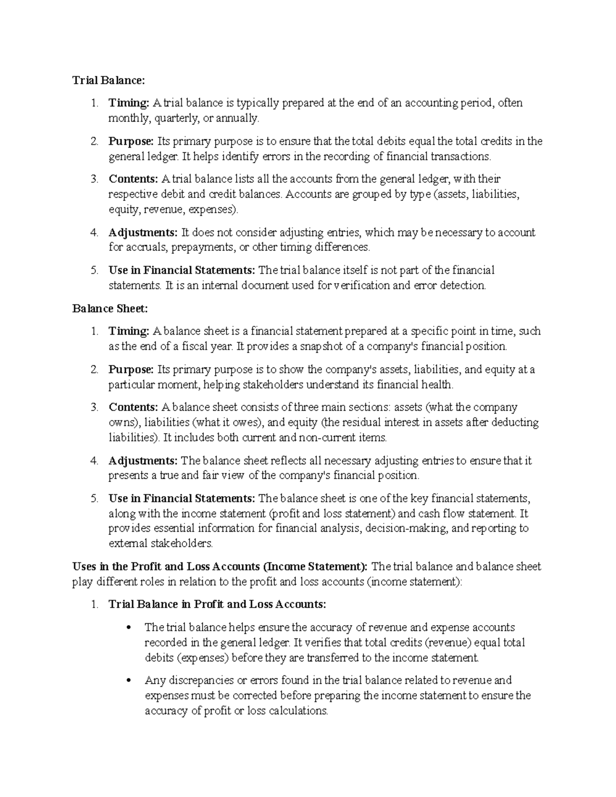 Trial Balance - Assignment for all students - Trial Balance: Timing: A ...