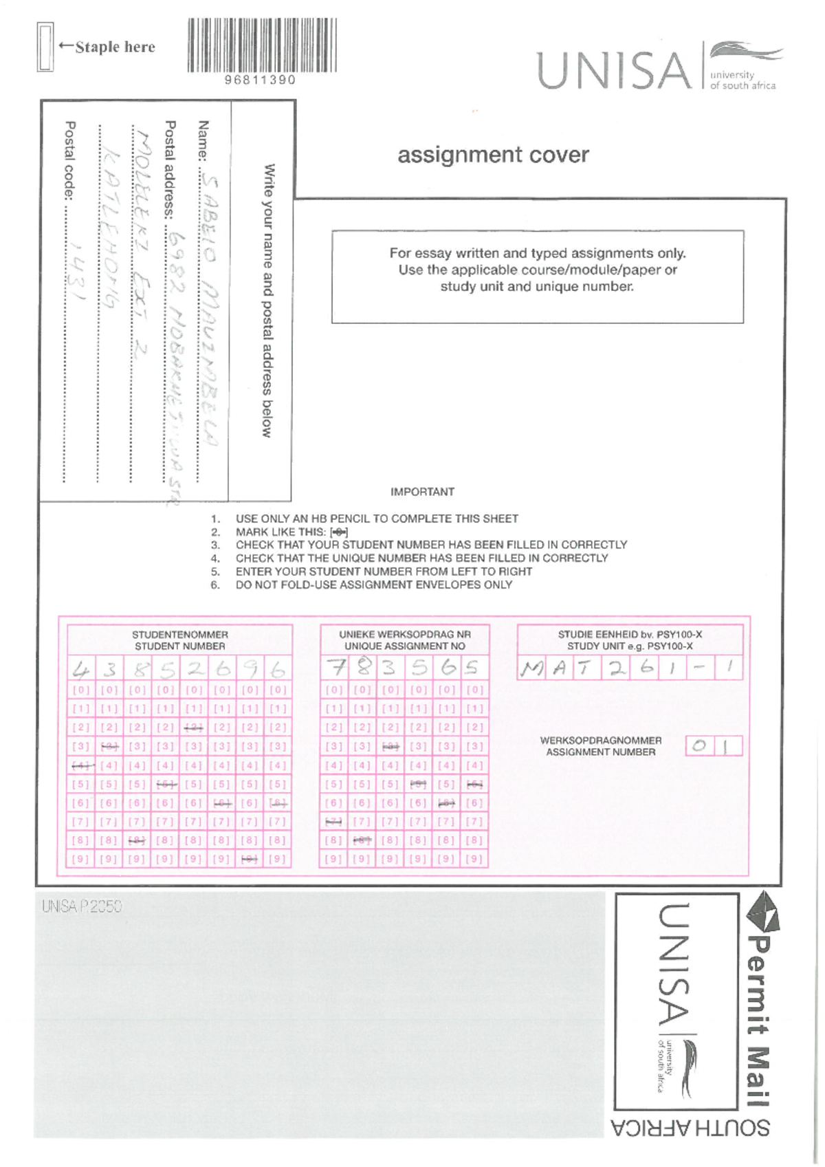 MAT2611 Assignment 1 - MAT2611 - Studocu