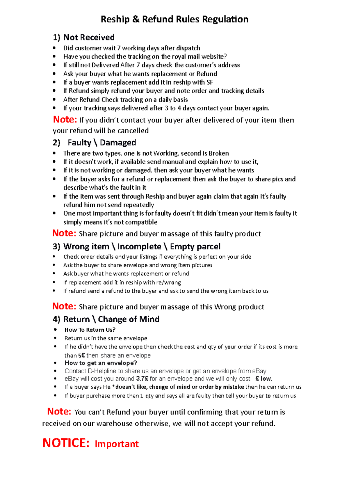 Rules of Reship & Refund Update - Reship & Refund Rules Regulation 1 ...