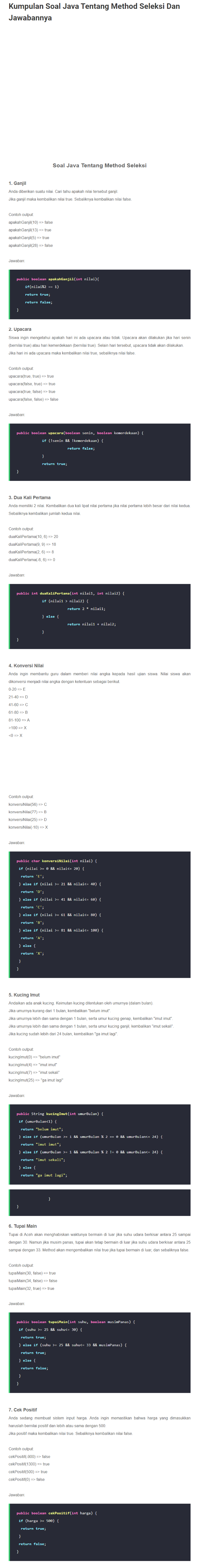 Kumpulan Soal Java Tentang Method Seleksi Dan Jawabannya - Pemrograman ...