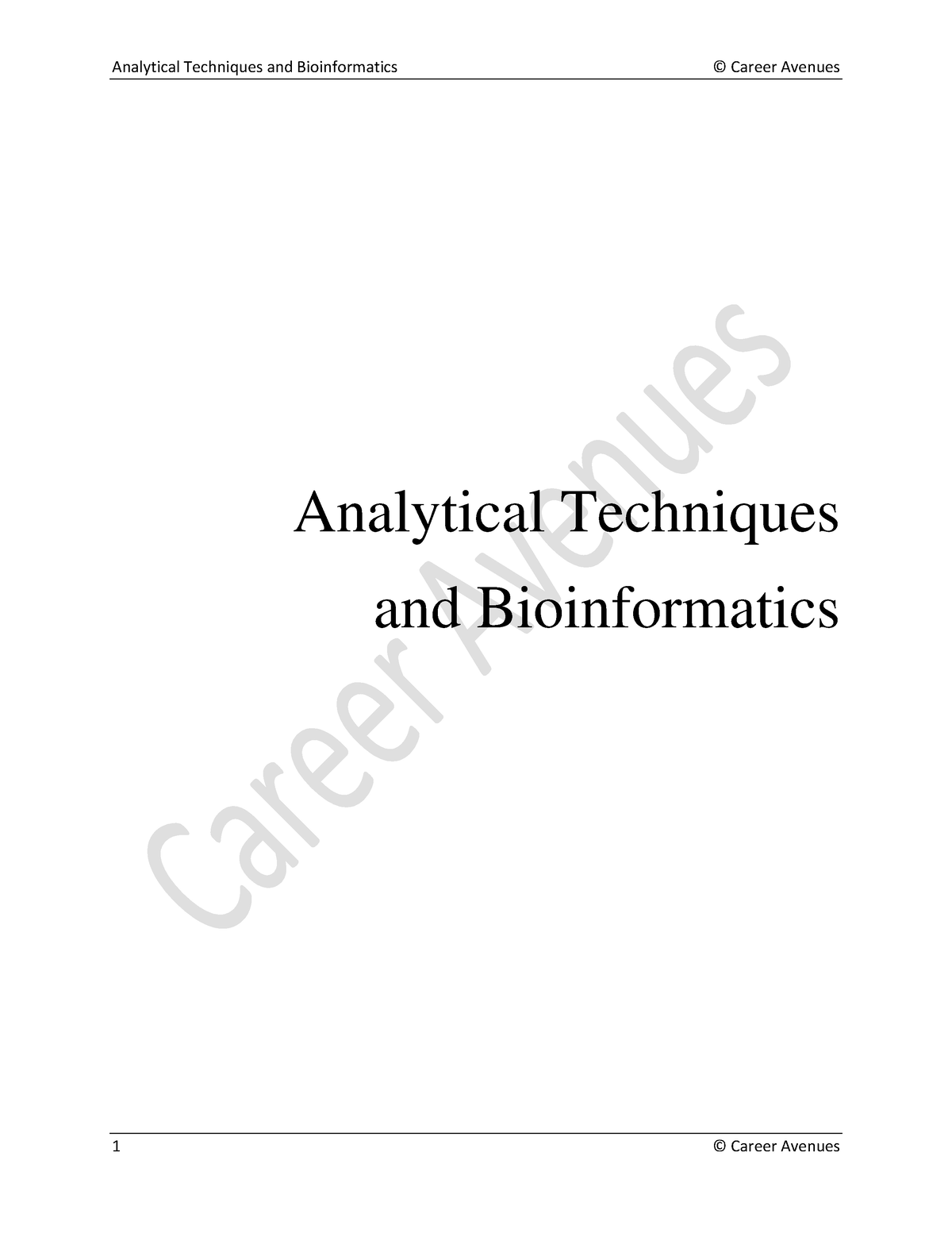 Analytical Techniques And Bioinformatics - Analytical Techniques And ...