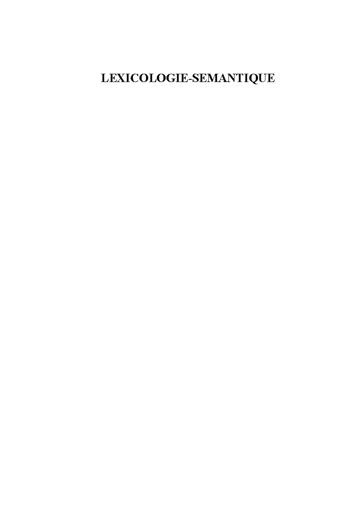 Sémantique - cours de sématique - LEXICOLOGIE-SEMANTIQUE Bibliographie ...
