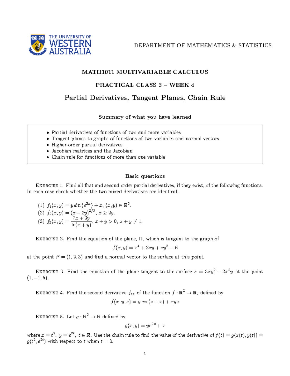 MATH1011 Practical 3 Week 4 - DEPARTMENT OF MATHEMATICS & STATISTICS ...