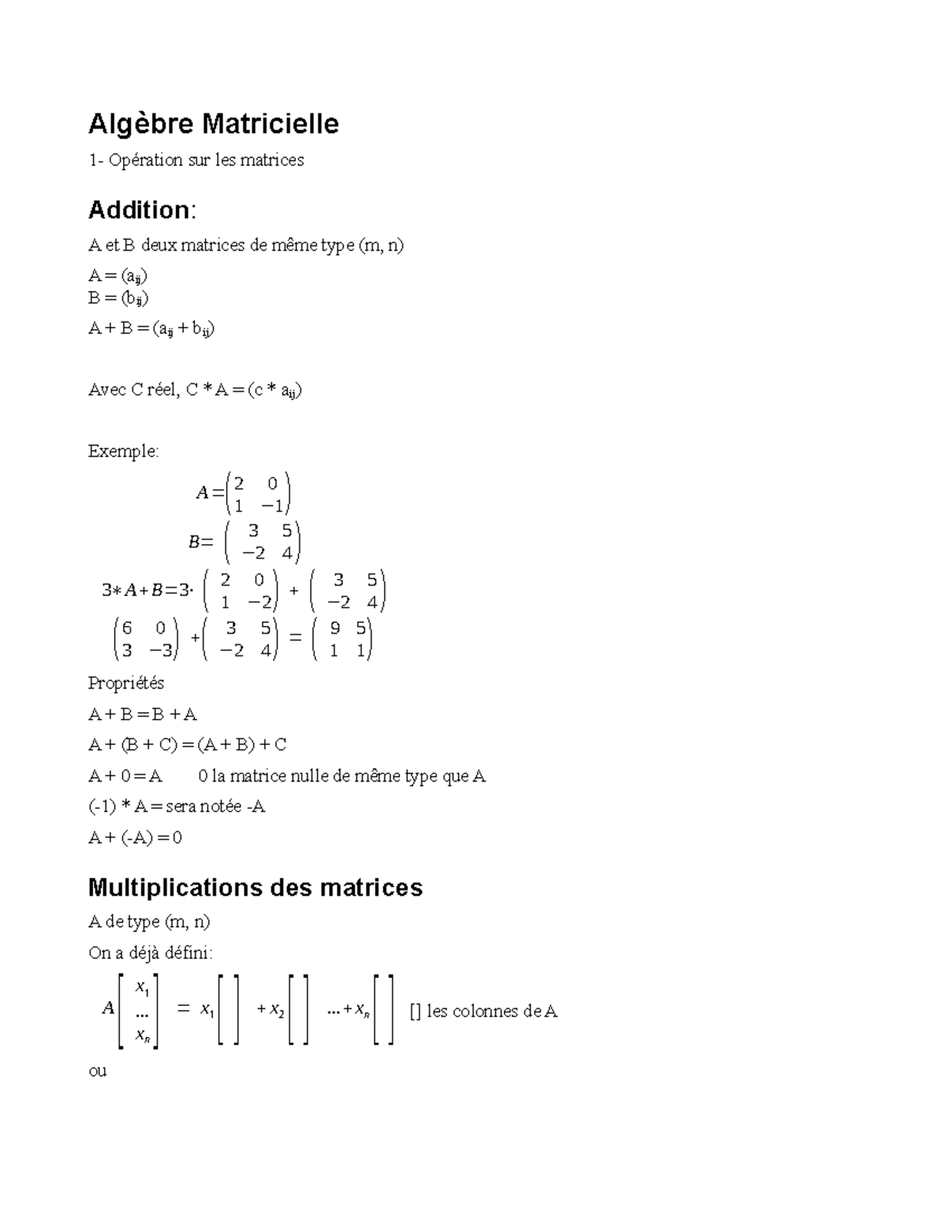 Matrice Unitaire En Algèbre – Tableau Des Matrices Unitaires – PJSN