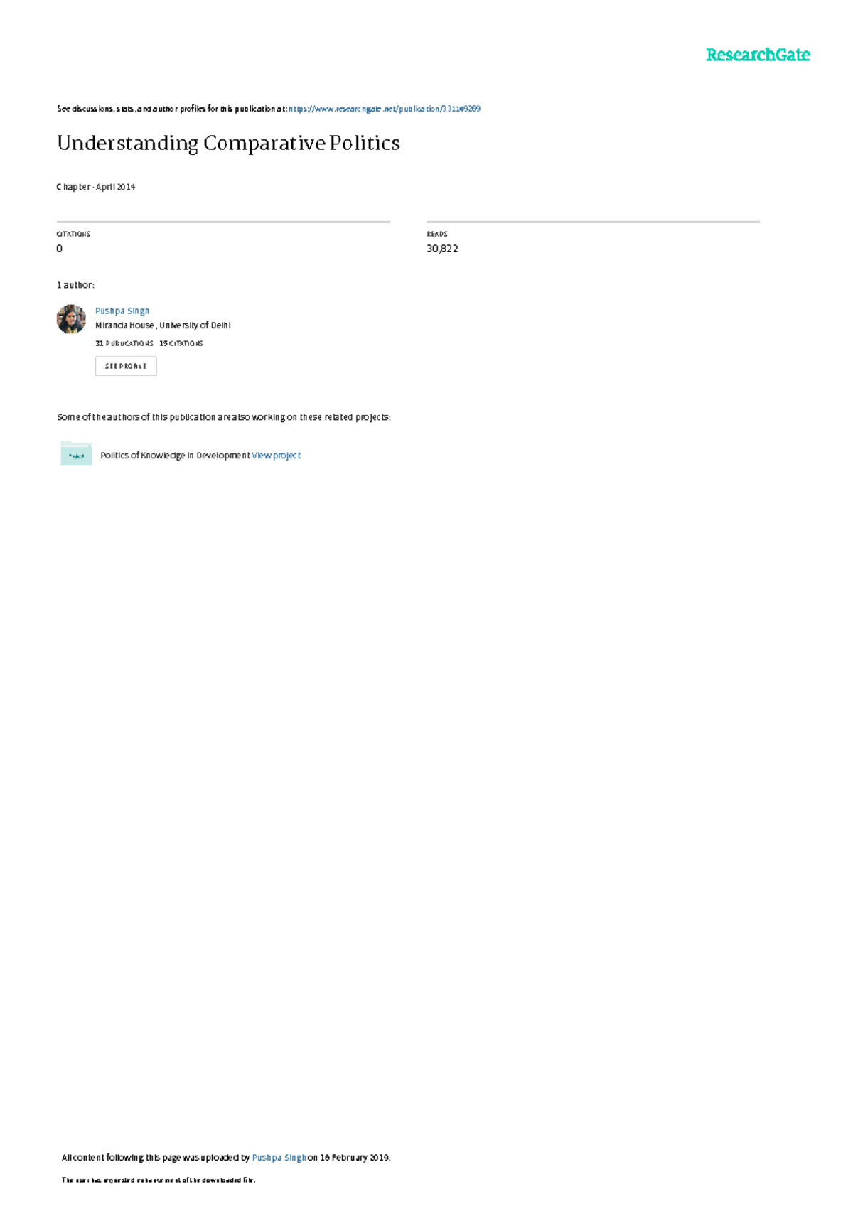 Understanding Comparative Politics See Discussions Stats And Author