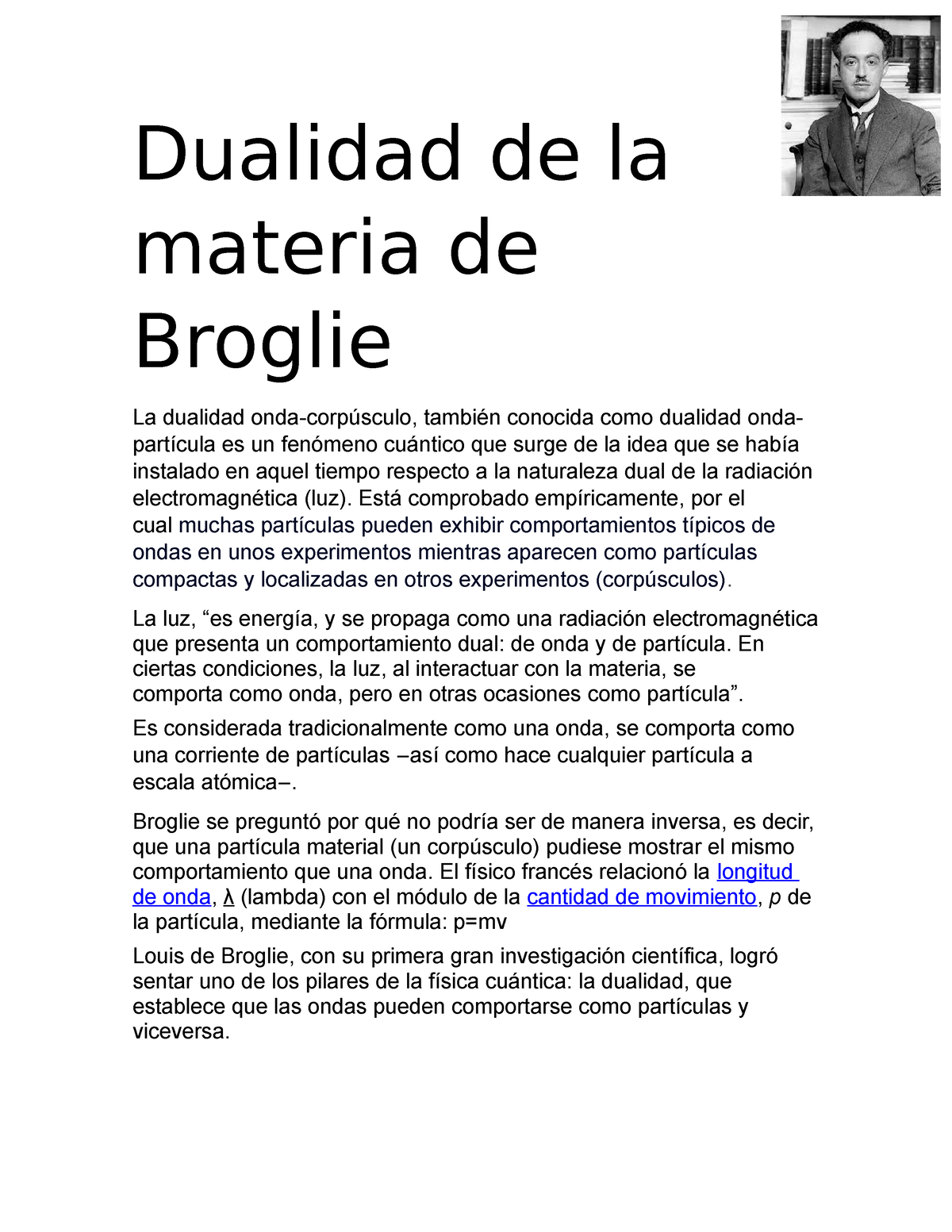 Dualidad De La Materia De Broglie - Dualidad De La Materia De Broglie ...