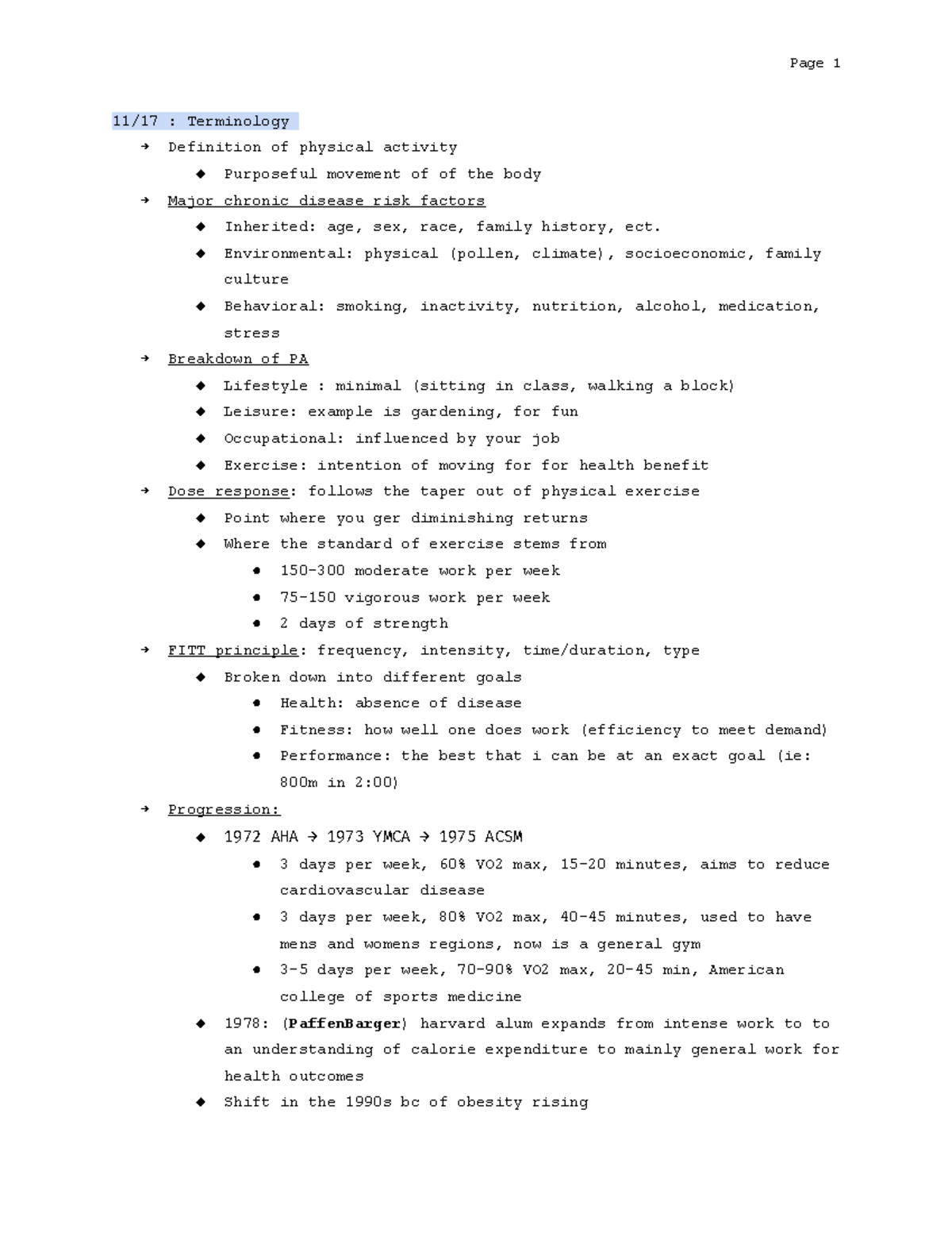 EXSCI 210 - Cardiovascular Notes - 11/17 : Terminology Definition of ...
