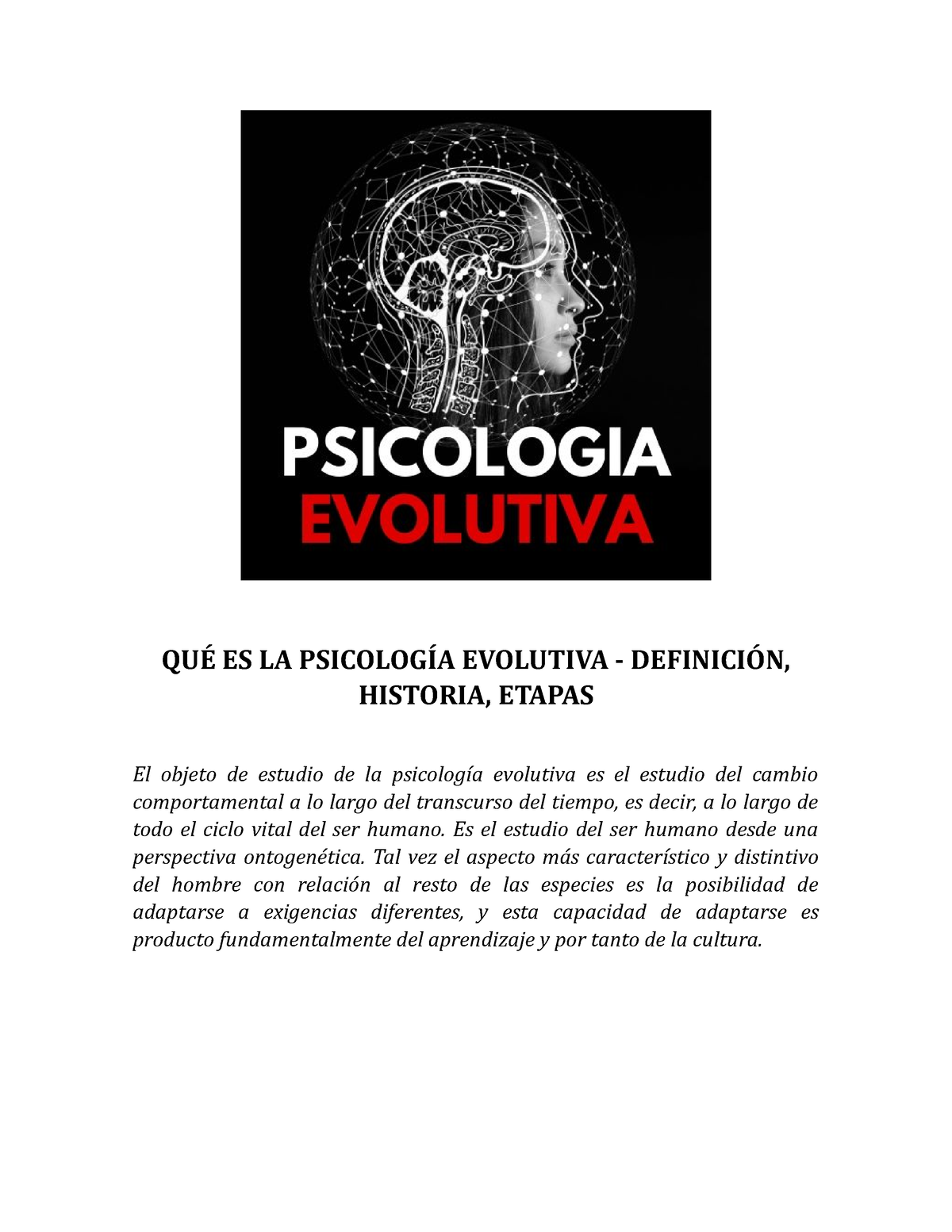 Historia De La Psicología Evolutiva QuÉ Es La PsicologÍa Evolutiva DefiniciÓn Historia 8455