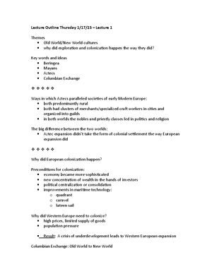 Lecture 15 outline - Dr. Gabrielle Lanier - Lecture Outline for Tuesday 21  March 2023 – Lecture 15 - Studocu