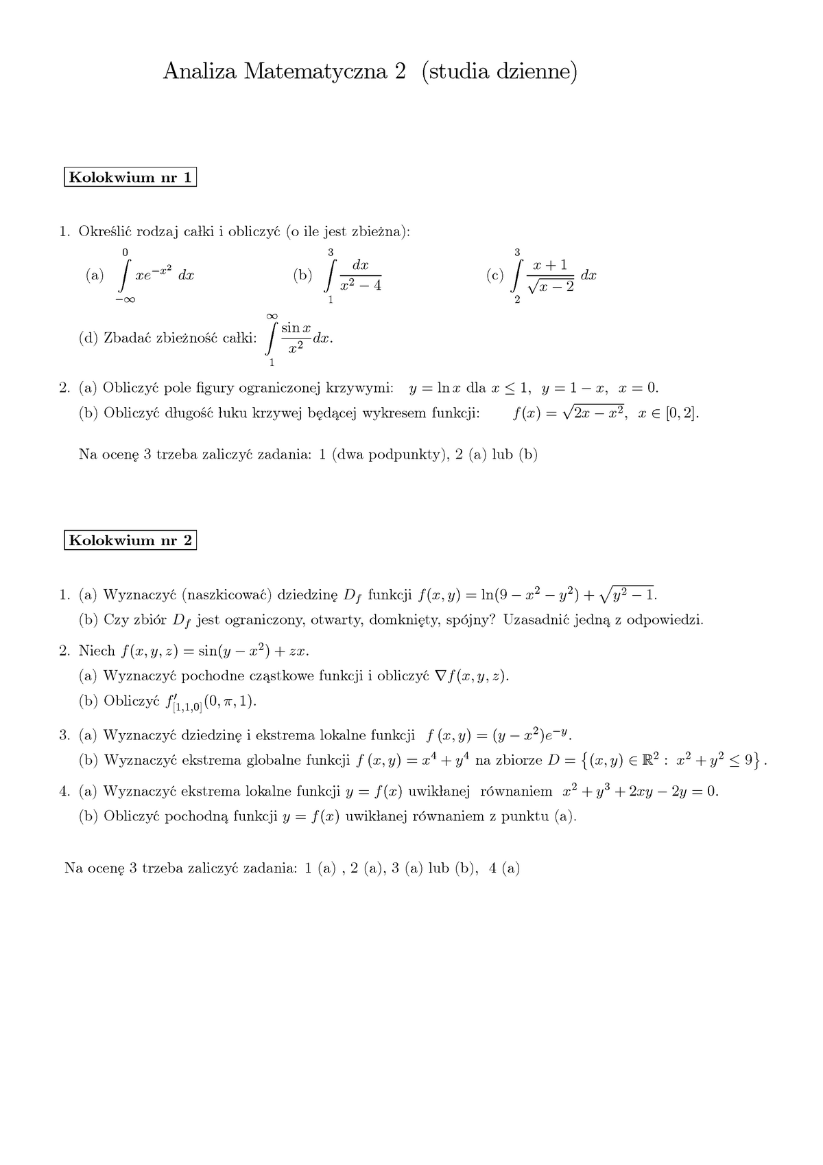 2013 AM2 Zal Dzienne Przyklad - Analiza Matematyczna 2 (studia Dzienne ...