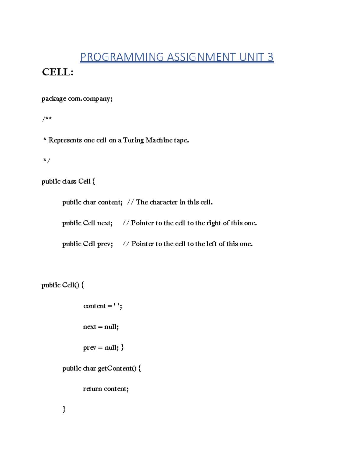 programming assignment assignment 3