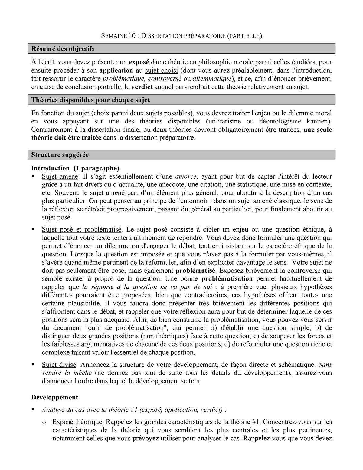 Consignes Dissertation Partielle Semaine 10 Dissertation Preparatoire Partielle Resume Des Studocu